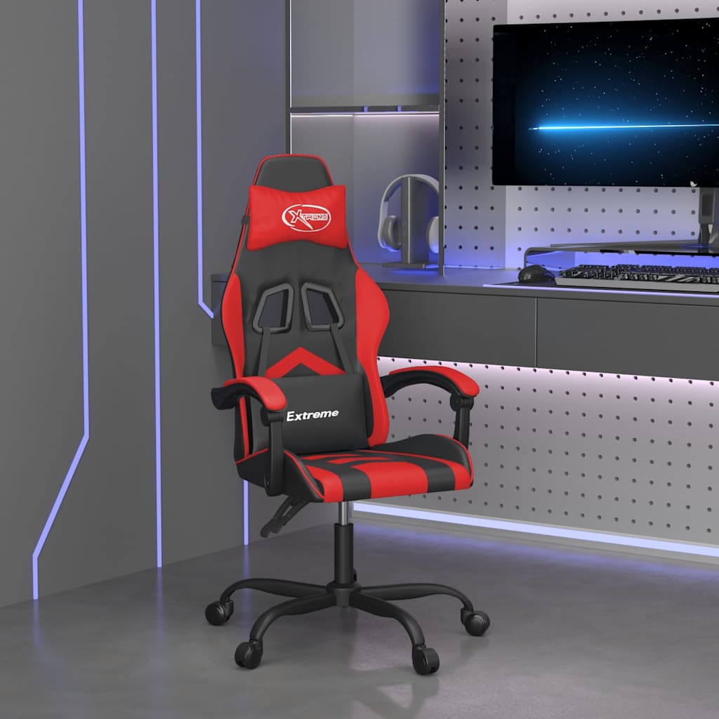 Gaming-Stuhl Drehbar Schwarz und Rot Kunstleder