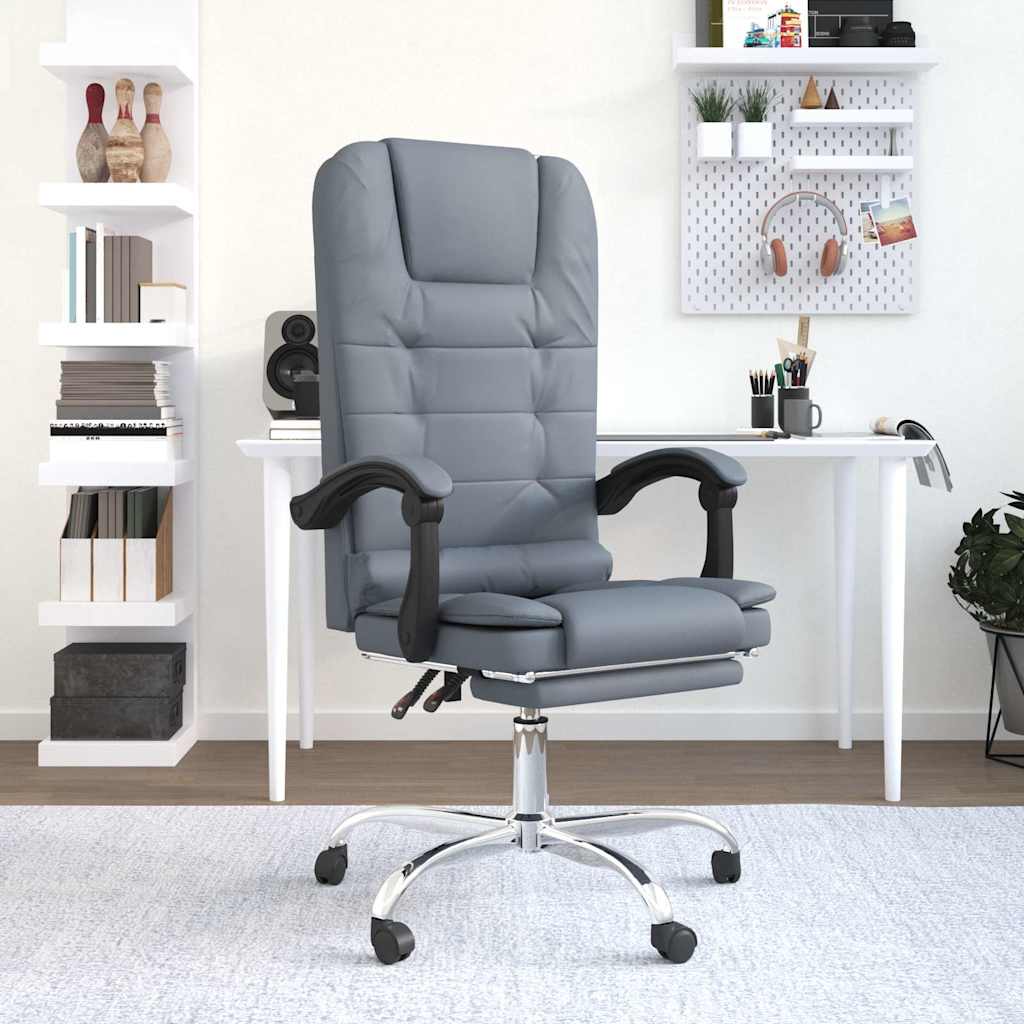 Bürostuhl mit Massagefunktion Dunkelgrau Samt