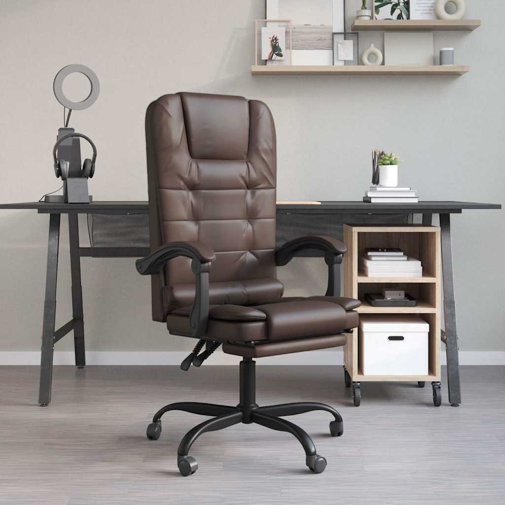 Bürostuhl mit Massagefunktion Braun Kunstleder