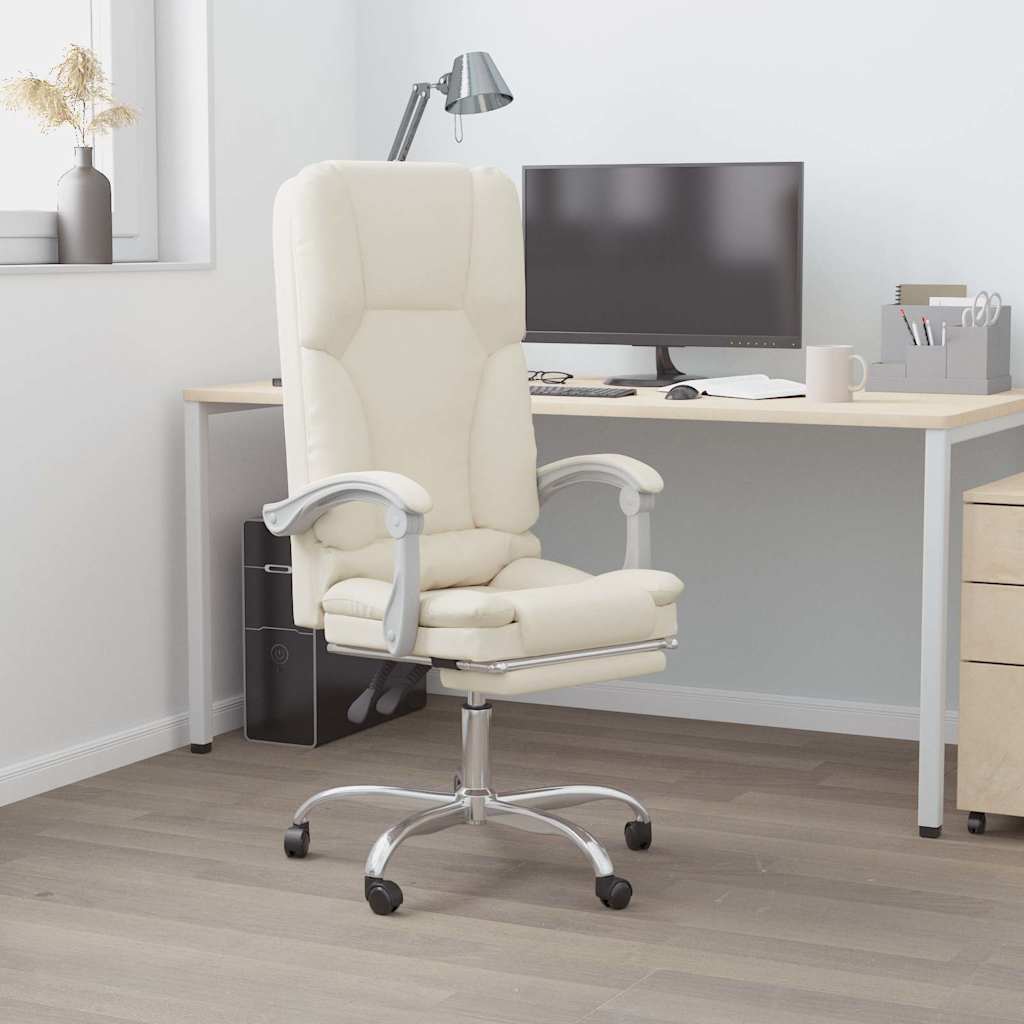 Bürostuhl mit Massagefunktion Creme Kunstleder