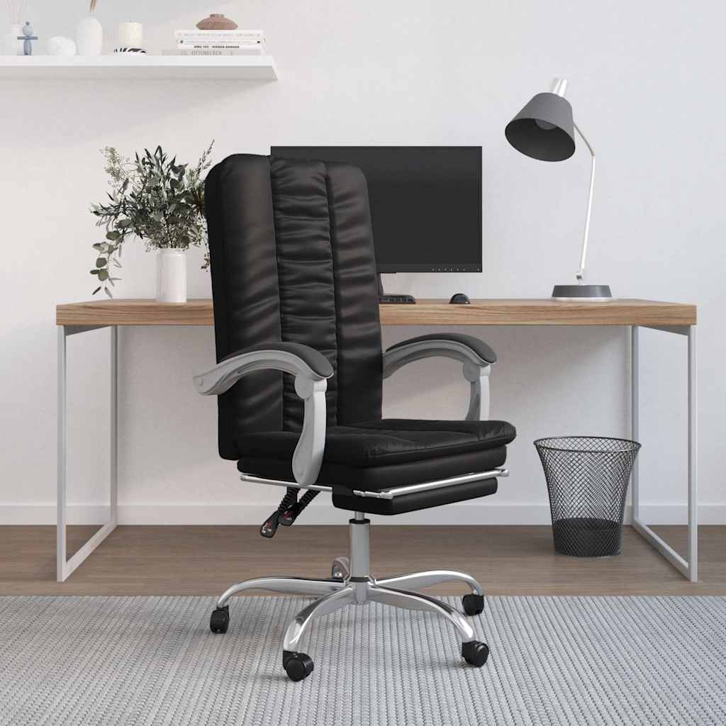 Bürostuhl mit Liegefunktion Schwarz Kunstleder