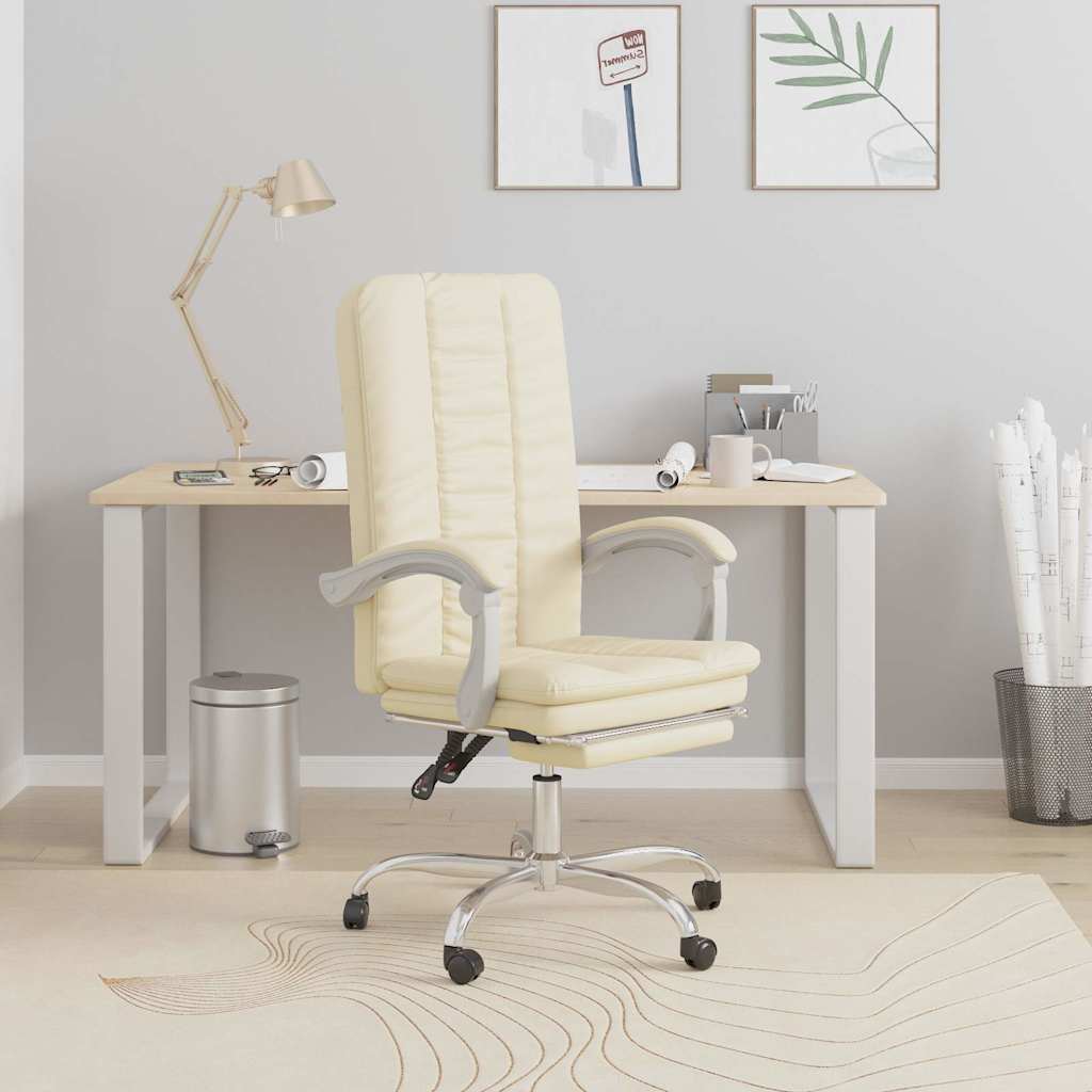 Bürostuhl mit Liegefunktion Creme Kunstleder