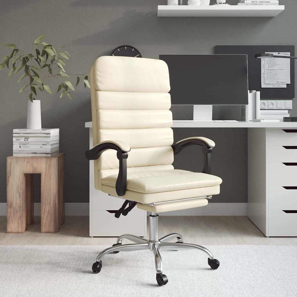 Bürostuhl mit Massagefunktion Creme Kunstleder