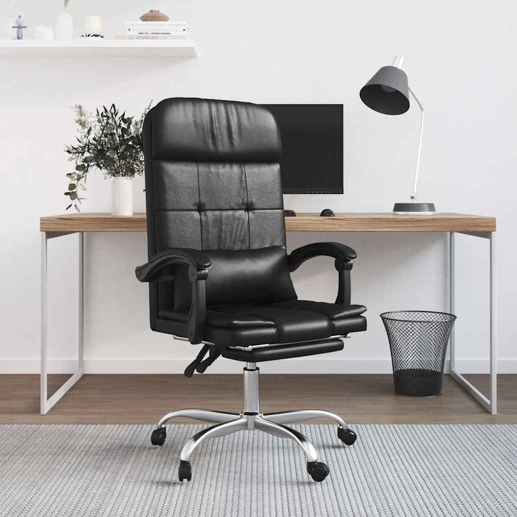 Massage-Bürostuhl mit Liegefunktion Schwarz Kunstleder