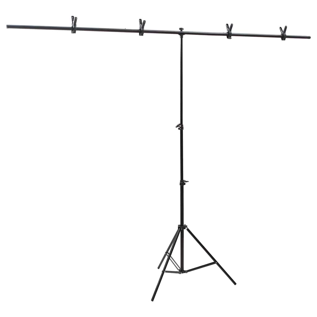 Hintergrundständer T-Form Schwarz 201x60x(70-200) cm