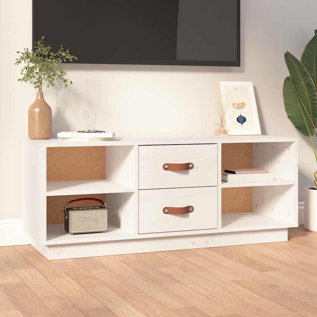 TV-Schrank Weiß 100x34x40 cm Massivholz Kiefer