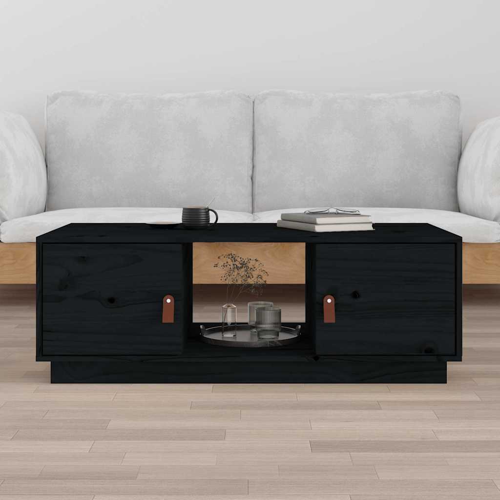 Couchtisch Schwarz 100x50x35 cm Massivholz Kiefer