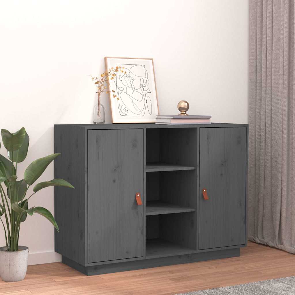 Sideboard Grau 100x40x75 cm Massivholz Kiefer