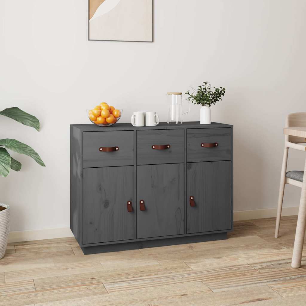 Sideboard Grau 100x40x75 cm Massivholz Kiefer