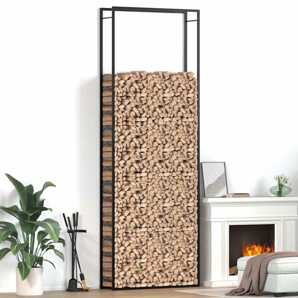 Brennholzregal Mattschwarz 110x28x312 cm Stahl