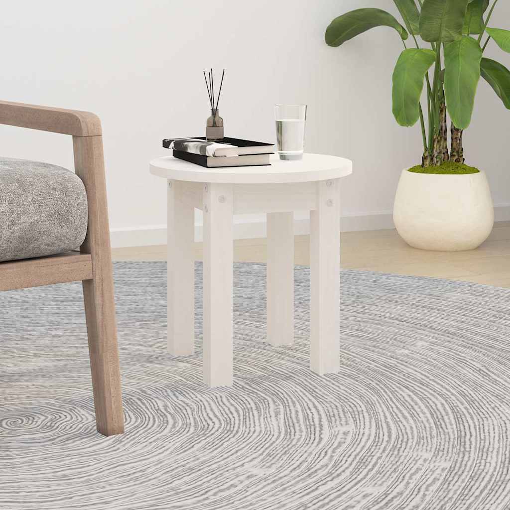 Couchtisch Weiß Ø 35x35 cm Massivholz Kiefer