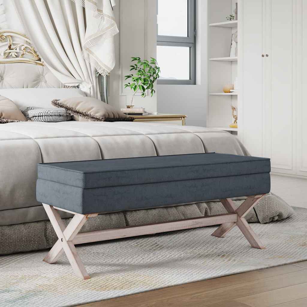 Hocker mit Stauraum Dunkelgrau 110x45x49 cm Samt