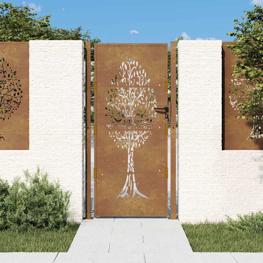 Gartentor 100x175 cm Cortenstahl Baumdesign