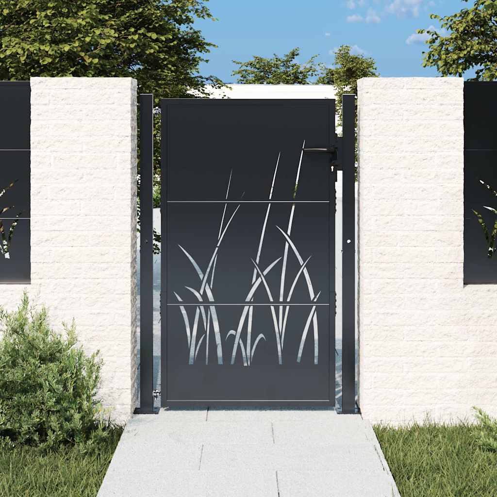 Gartentor Anthrazit 100x125 cm Stahl Gras-Design