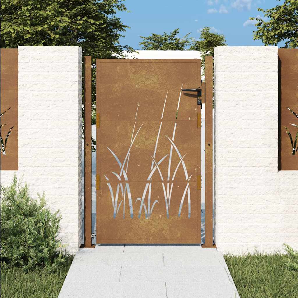 Gartentor 100x125 cm Cortenstahl Gras-Design