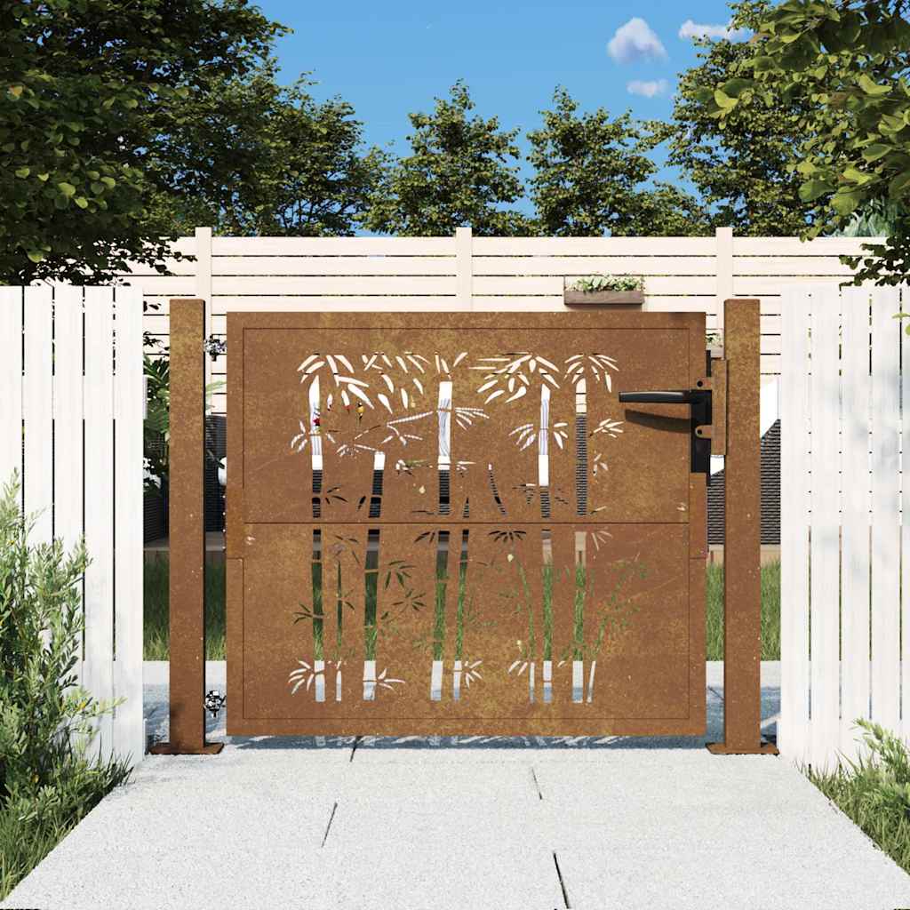 Gartentor 100x75 cm Cortenstahl Bambus-Design