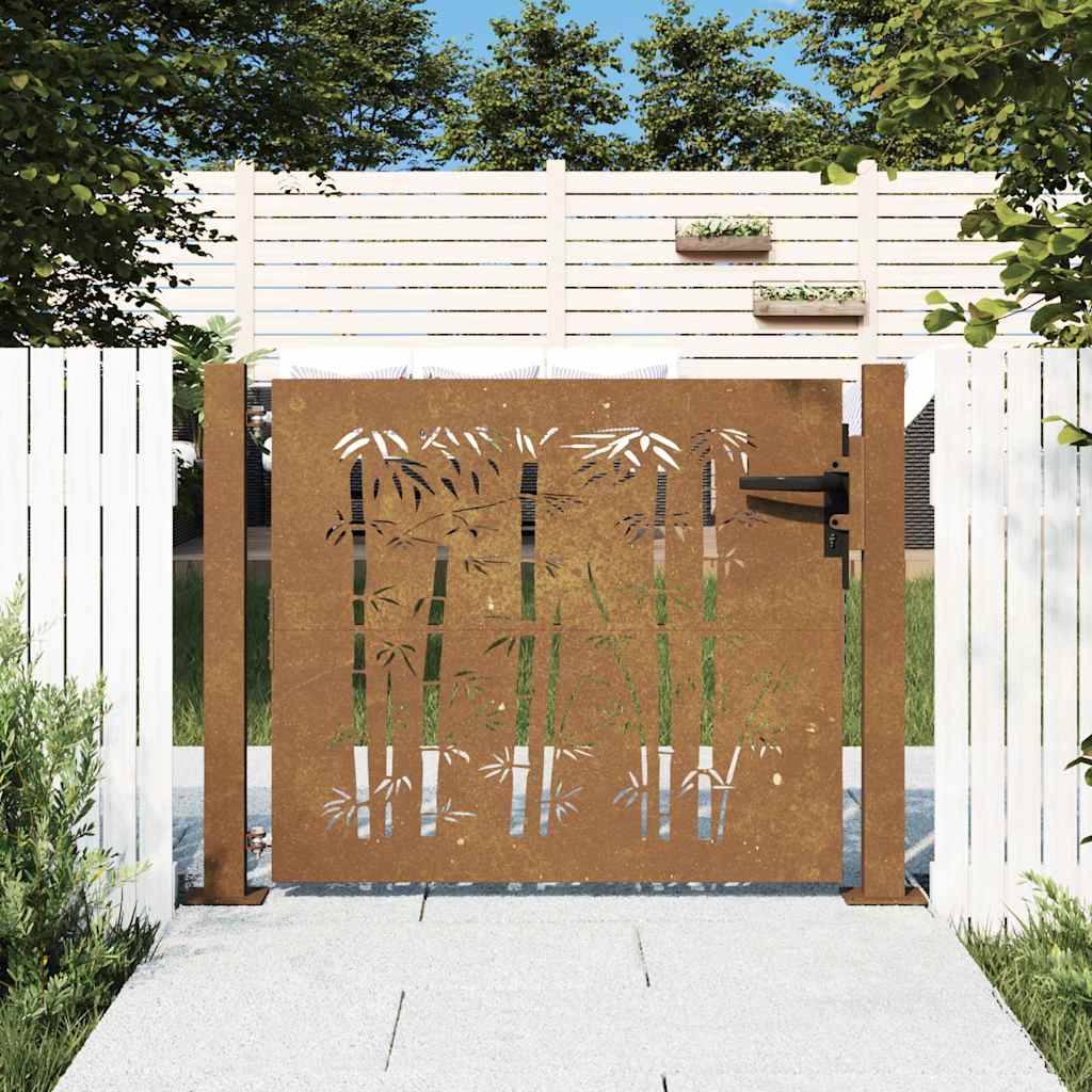 Gartentor 100x100 cm Cortenstahl Bambus-Design