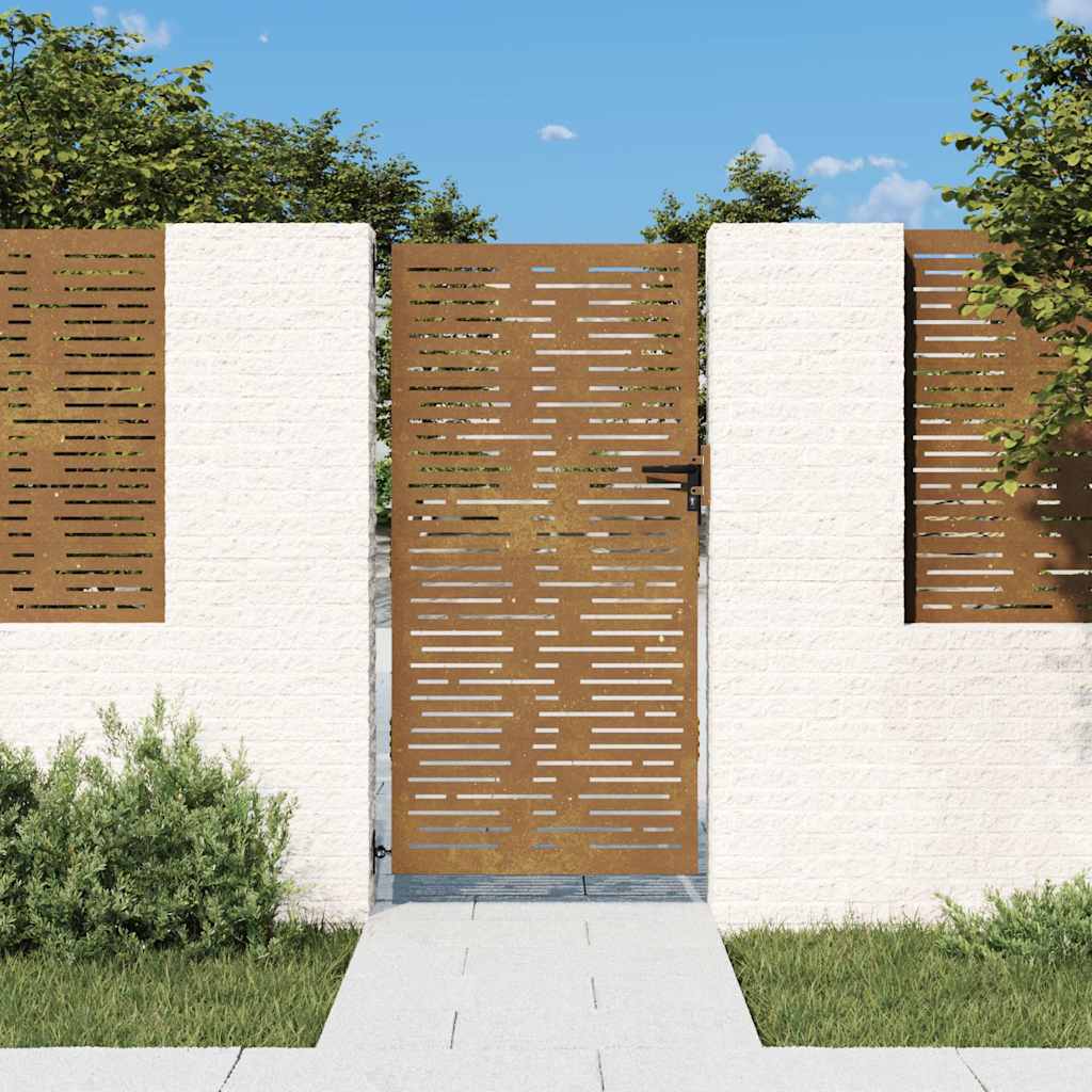 Gartentor 85x200 cm Cortenstahl Quadratisches Design