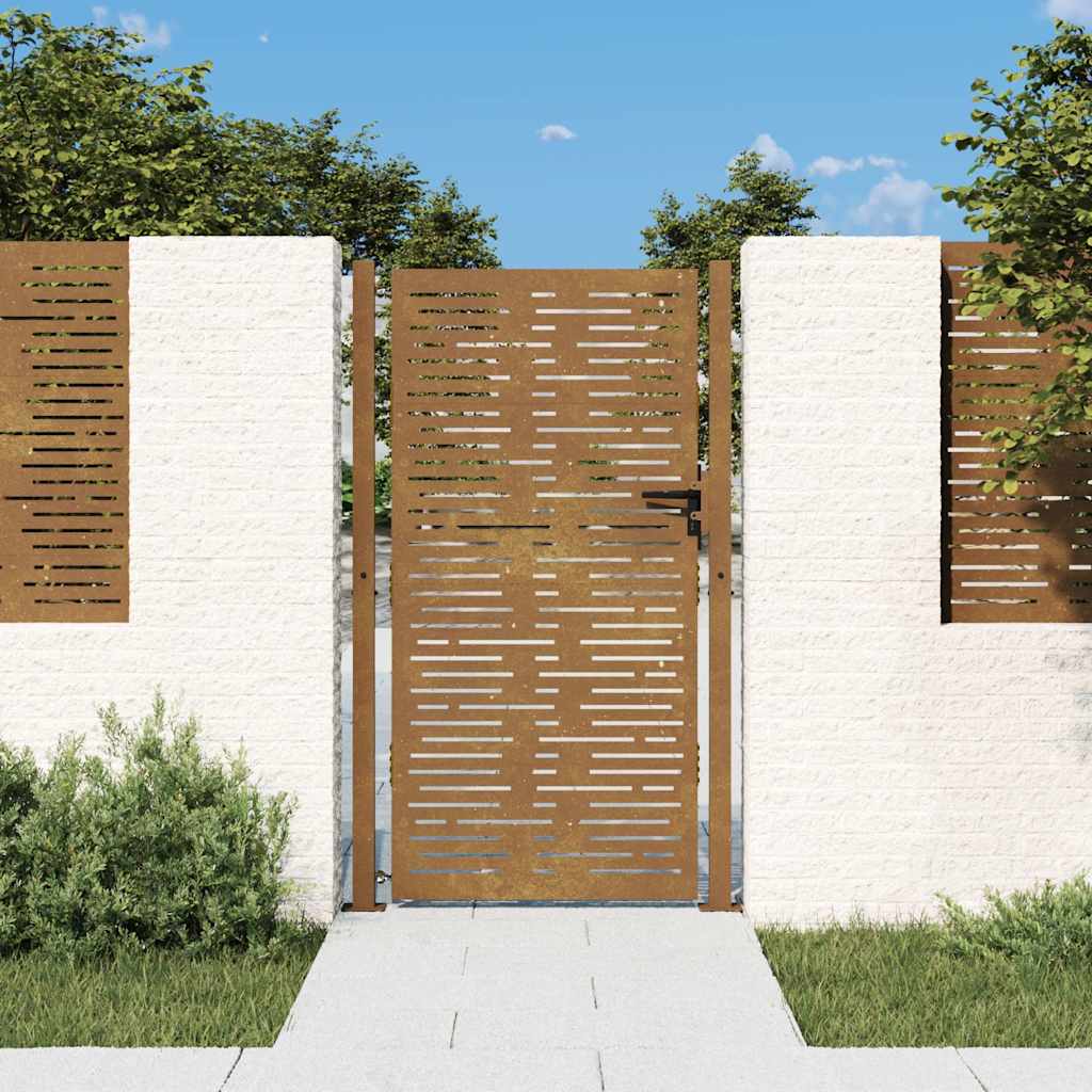 Gartentor 100x175 cm Cortenstahl Quadratisches Design