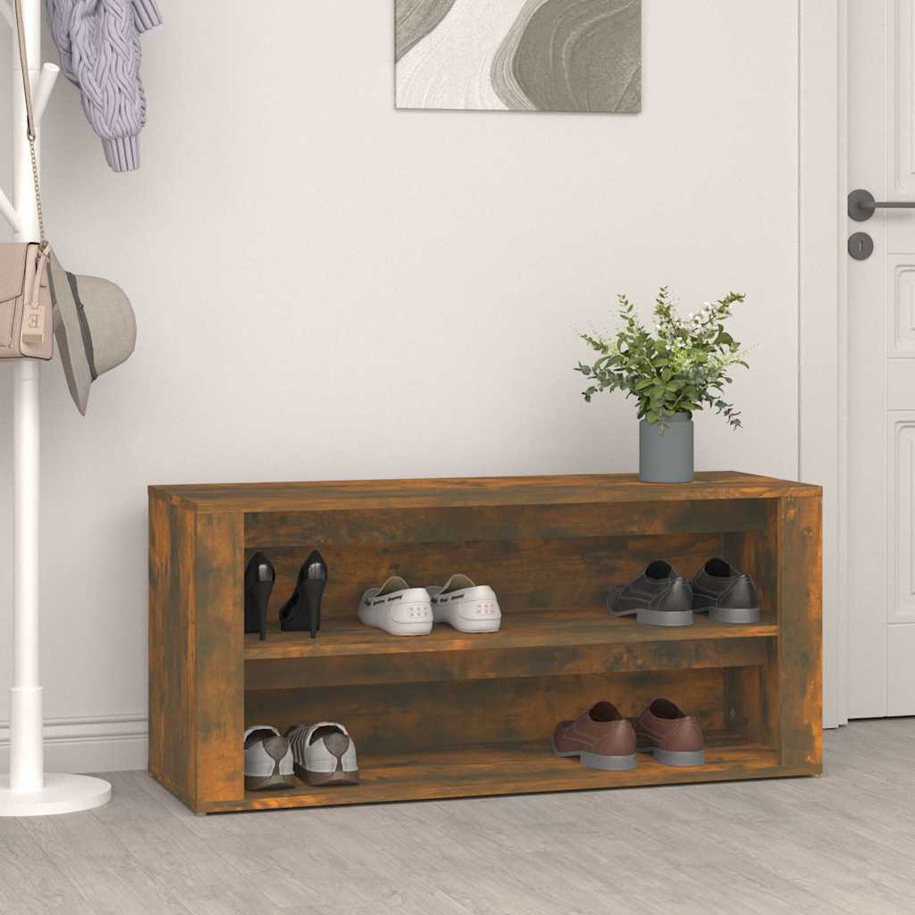 Schuhregal Räuchereiche 100x35x45 cm Holzwerkstoff