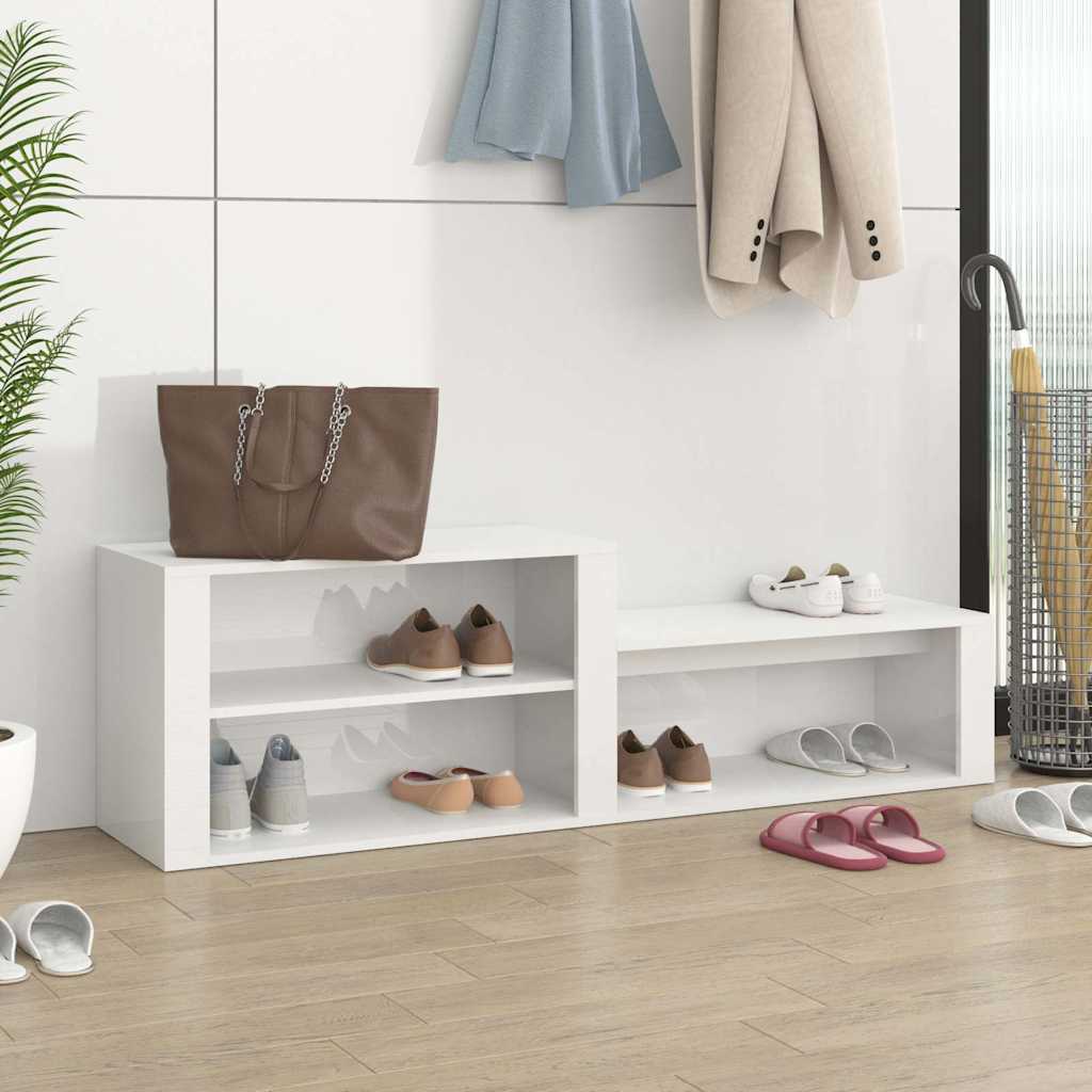Schuhschrank Hochglanz-Weiß 150x35x45 cm Holzwerkstoff