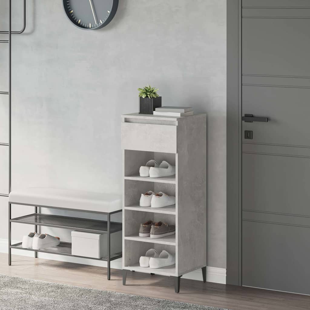 Schuhregal Betongrau 40x36x105 cm Holzwerkstoff