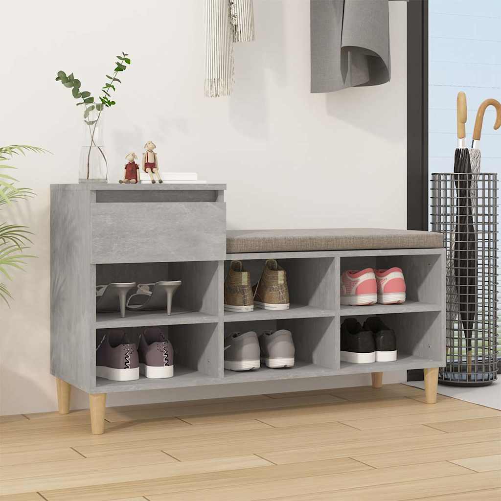 Schuhregal Betongrau 102x36x60 cm Holzwerkstoff