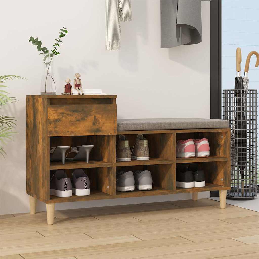 Schuhregal Räuchereiche 102x36x60 cm Holzwerkstoff
