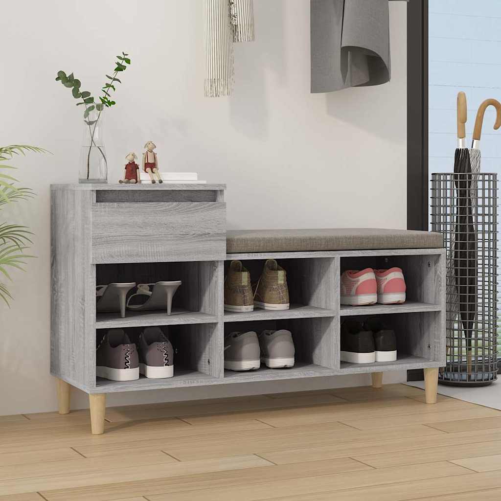 Schuhregal Grau Sonoma 102x36x60 cm Holzwerkstoff