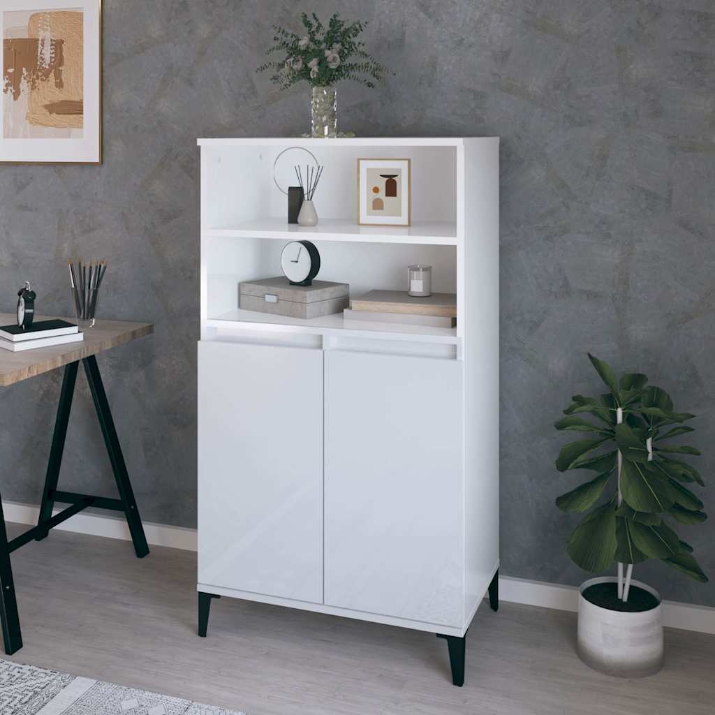 Highboard Hochglanz-Weiß 60x36x110 cm Holzwerkstoff