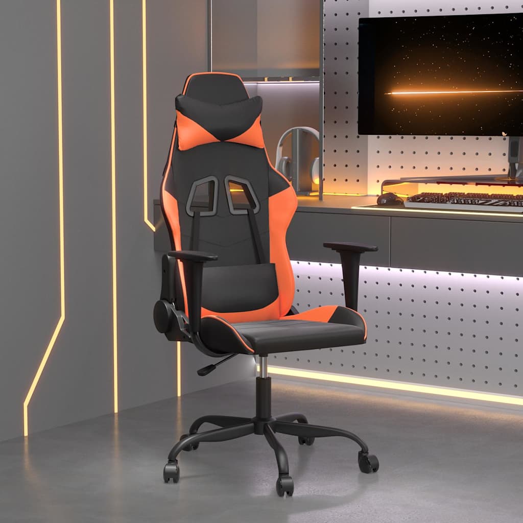 Gaming-Stuhl Schwarz und Orange Kunstleder