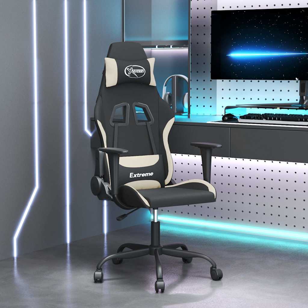 Gaming-Stuhl Schwarz und Creme Stoff
