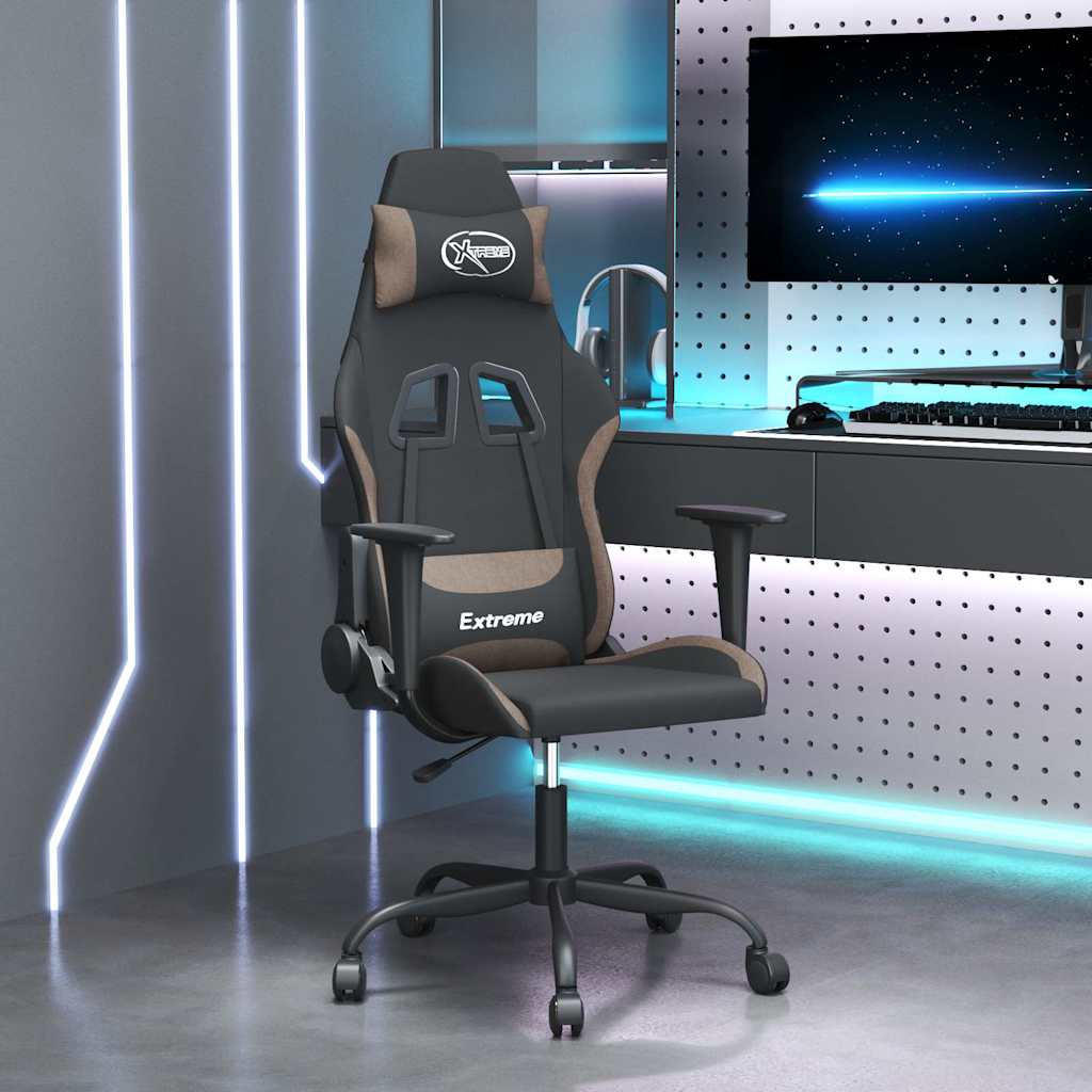 Gaming-Stuhl Schwarz und Taupe Stoff