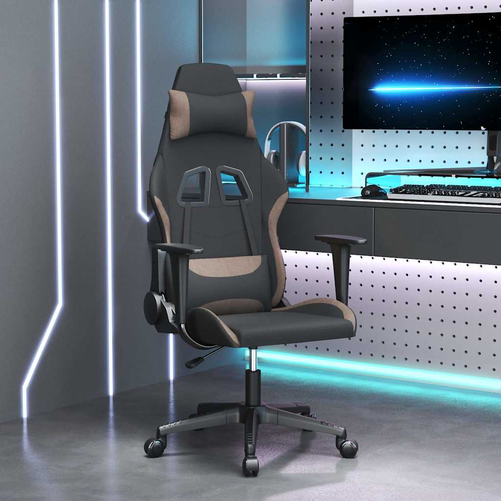 Gaming-Stuhl Schwarz und Taupe Stoff
