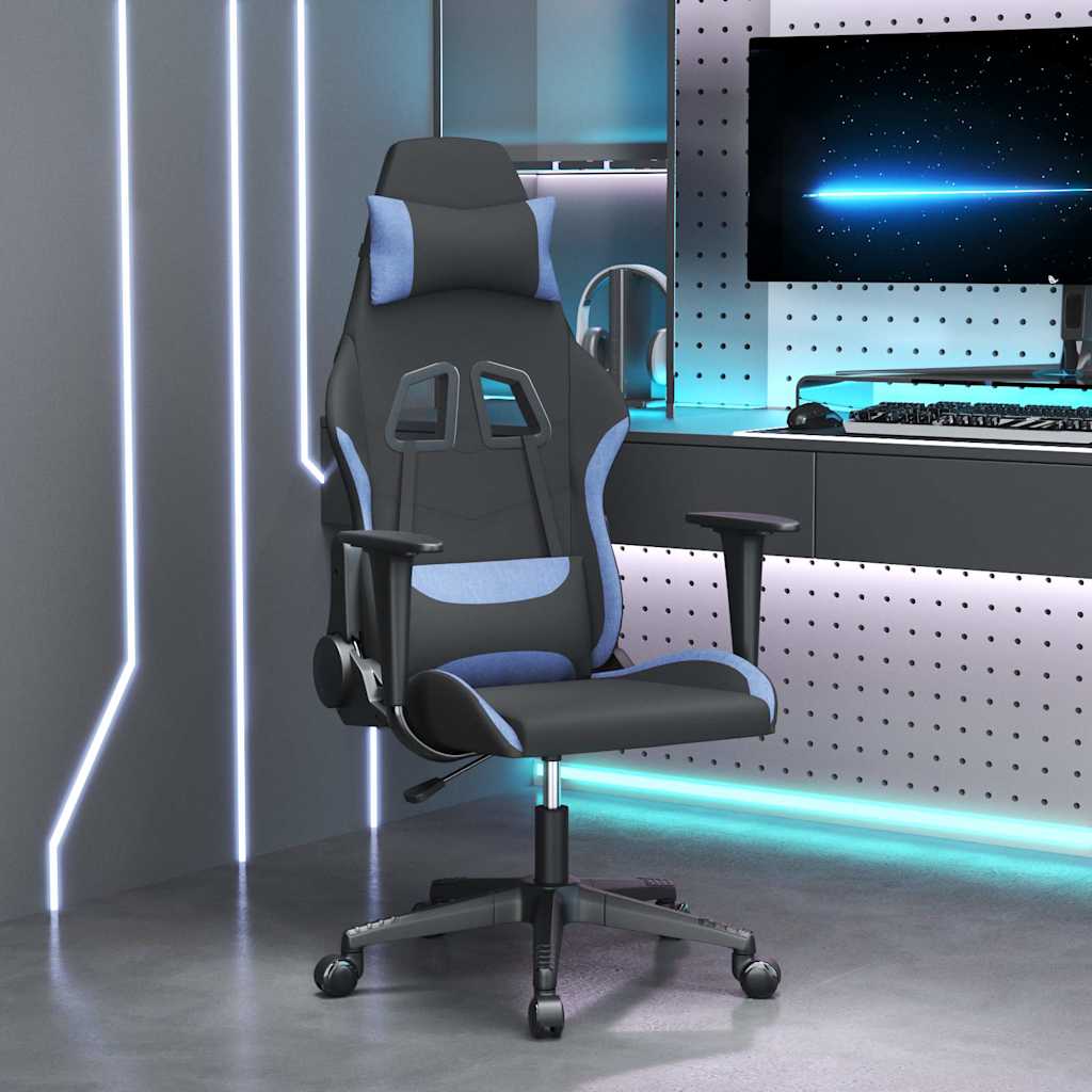 Gaming-Stuhl Schwarz und Blau Stoff