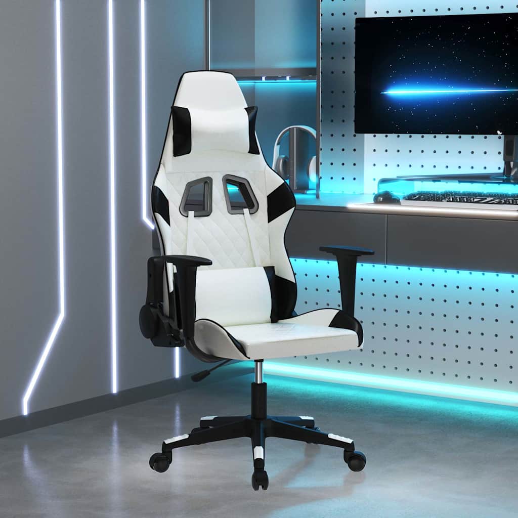 Gaming-Stuhl Weiß und Schwarz Kunstleder
