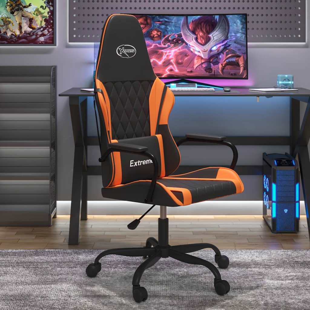 Gaming-Stuhl Schwarz und Orange Kunstleder