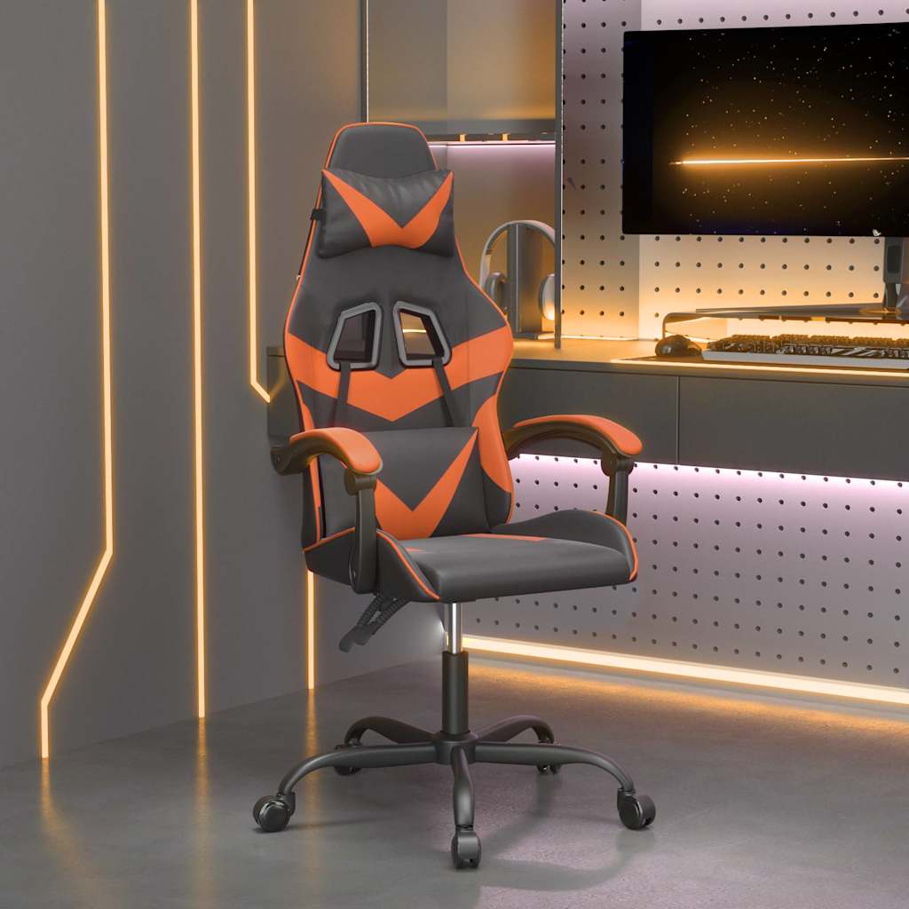 Gaming-Stuhl Schwarz und Orange Kunstleder