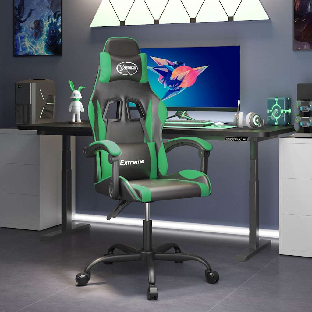 Gaming-Stuhl Schwarz und Grün Kunstleder