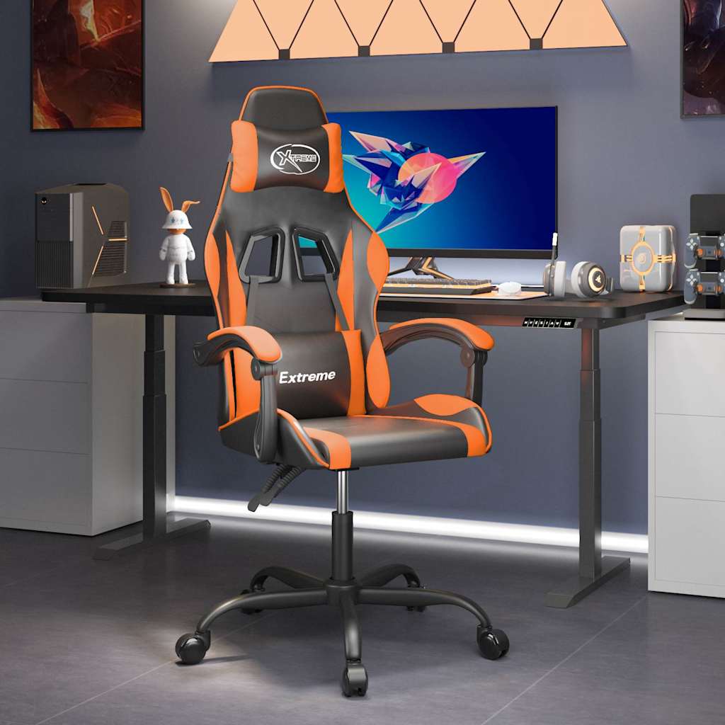 Gaming-Stuhl Schwarz und Orange Kunstleder