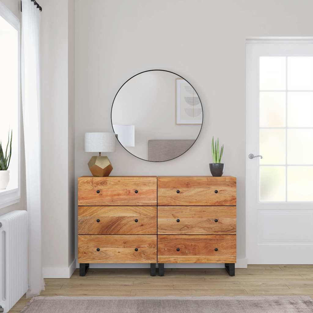 Sideboards 2 Stk. 60x33x75 cm Massivholz Akazie