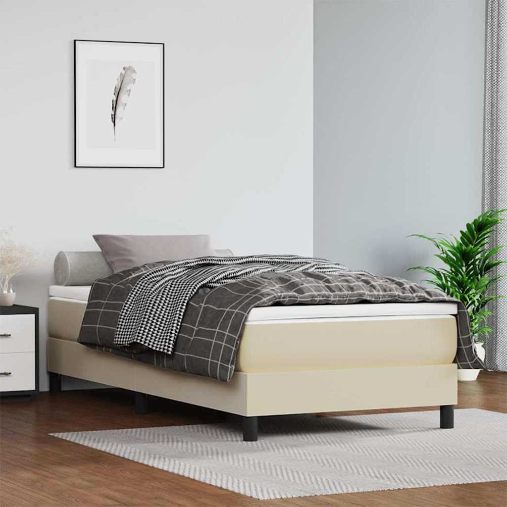 Boxspringbettgestell Creme 100x200 cm Kunstleder