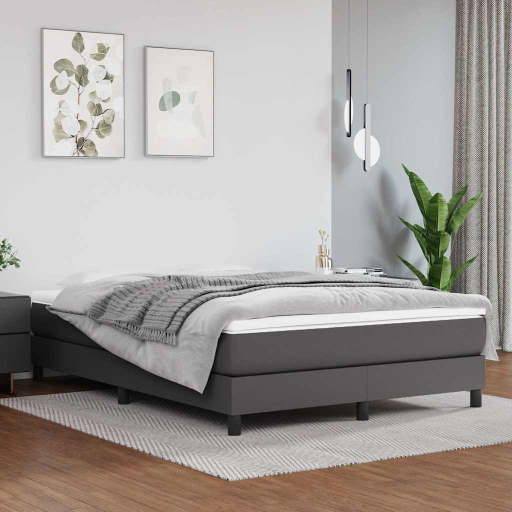 Boxspringbettgestell Grau 140x190 cm Kunstleder