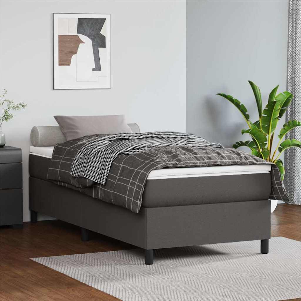 Boxspringbettgestell Grau 80x200 cm Kunstleder