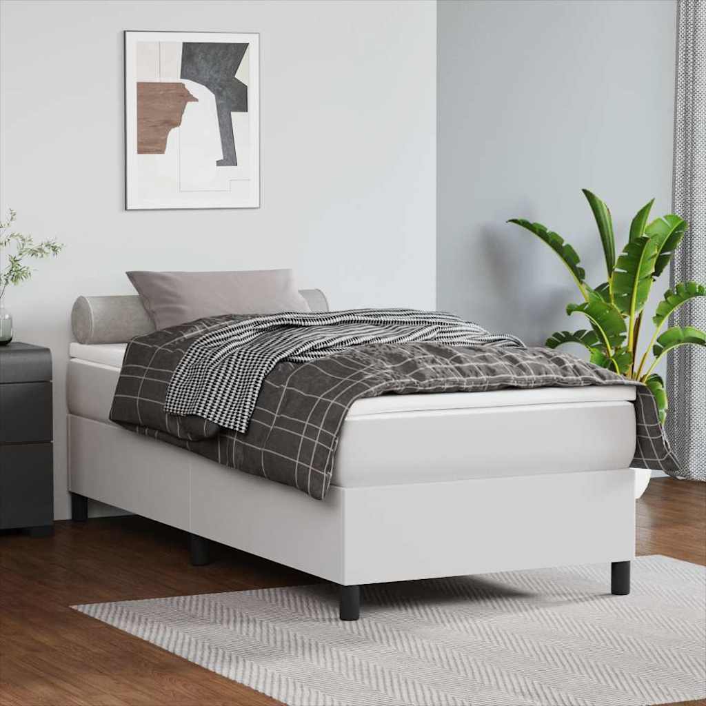 Boxspringbettgestell Weiß 90x190 cm Kunstleder