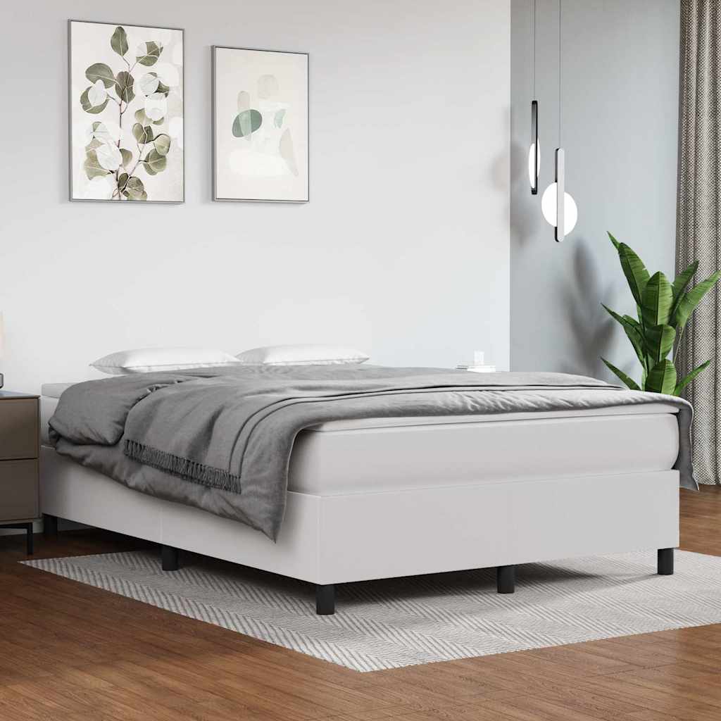 Boxspringbettgestell Weiß 140x190 cm Kunstleder