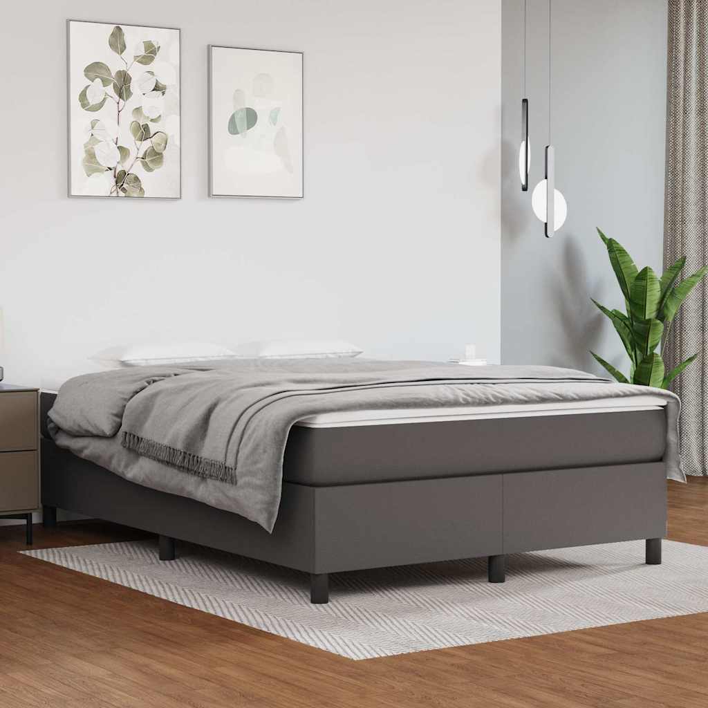 Boxspringbettgestell Grau 140x190 cm Kunstleder