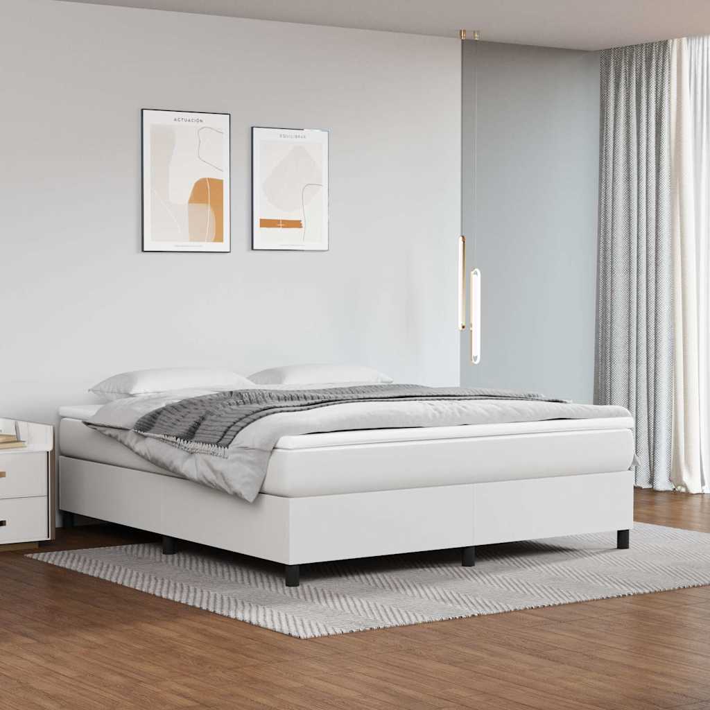 Boxspringbettgestell Weiß 160x200 cm Kunstleder