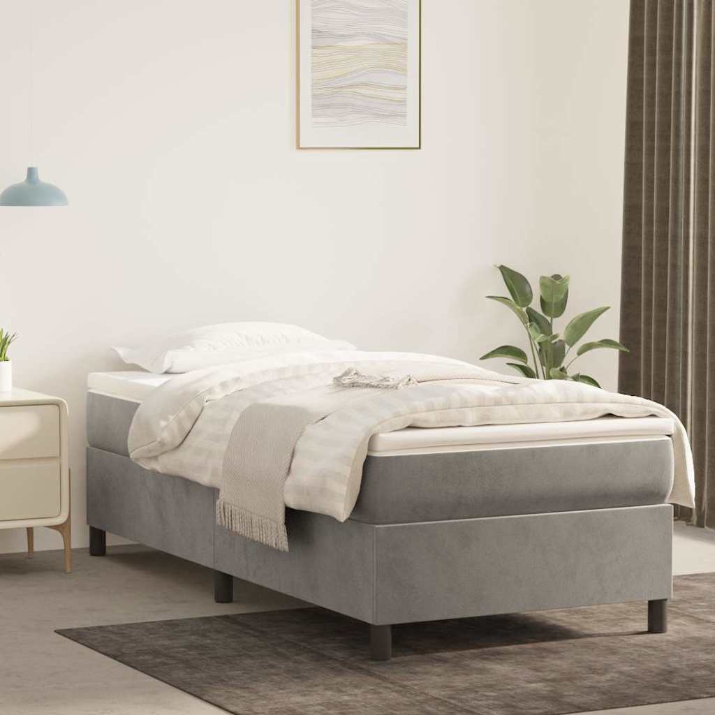 Boxspringbettgestell Hellgrau 100x200 cm Samt
