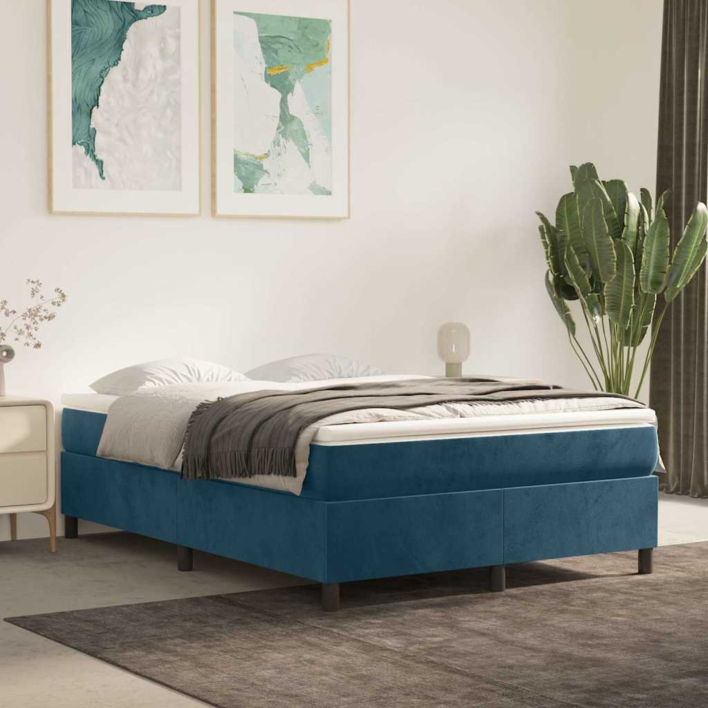 Boxspringbettgestell Dunkelblau 140x200 cm Samt